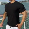 Camiseta de Manga Corta para Hombre con Cuello Redondo de Verano, Camiseta Básica de Nuevo Estilo para Hombre, Top de Canalé, Tendencia de Verano y Versátil, Absorbe la Humedad y el Sudor
