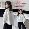 Camisa Blanca para Niña con Diseño Irregular, Nueva Colección Primavera y Otoño 2026, Camisa de Manga Larga Infantil, Top Holgado para Niñas Mayores