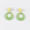 Pendientes Transfronterizos Estilo Francés, Pendientes de Botón Redondos Personalizados para Mujer, Pendientes de Aro Pequeños Frescos Tricolor con Bloques de Color Dopamina de Moda