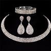 Collar Pulsera de Metal Brillante con Diamantes Completos Europeos y Americanos Moda Lujo Ligero Tres Filas Cadena de Collar de Cadena de Hilo Hecho a Mano Cadena Collar de Diamantes para Mujer