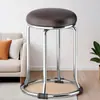 Mesa de jantar de 46 cm de altura com estrutura de aço reforçada, design popular, aço inoxidável espessado e reforçado, banqueta alta estilosa para uso doméstico, banqueta redonda