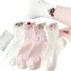 Calcetines de dibujos animados para mujer, estilo fino de verano, con lindos diseños de cachorros, transpirables, que absorben la humedad y adecuados para estudiantes; largo a media pantorrilla, diseño tridimensional