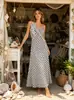 Vestido Longo de Alcinha de Bolinhas Estilo Retrô Transfronteiriço Europeu e Americano, Vestido de Férias Slimming com Flores Tridimensionais na Cintura Estilo Francês