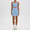 Nuevo Conjunto de Yoga Sensation de Piel Espalda Cruzada Shorts de Fitness de Cintura Alta Set Deportivo Fitness Running para Mujer