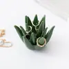 Bandeja de Cerámica Verde para Joyería de Aloe Vera Almacenamiento de Anillos Pendientes de Suculentas Decoración Adorno de Mesa