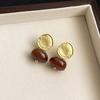 Pendientes Retro Color Café Maillard para Mujer, Artísticos Elegantes, Pendientes Acrílicos Difuminados, Pendientes de Nicho de Alta Gama Otoño e Invierno
