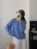 Suéter Casual Simples com Recortes Estilo Japonês para Mulheres, Pulôver, Novo Outono 2025, Suéter de Tricô Liso com Gola Redonda para Mulheres
