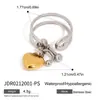 Design discreto 18k ouro aço inoxidável combinação de cores dourado e prateado anel personalizado de amor camada dupla oco abertura ajustável