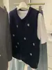 Chaleco de Punto Bordado Redondo Estilo Retro Japonés para Mujer, Estilo Coreano, Chaleco sin Mangas para Capas de Primavera y Otoño, Transfronterizo