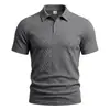 Camisa polo de hombre de verano, jacquard europeo y americano de textura pesada, corte holgado, cuello camisero, manga corta, casual deportivo para el día a día