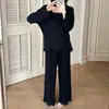 Pijama de Manga Larga para Mujer, Nuevo Estilo Primavera y Otoño 2026, Modal de Verano, Encaje Dulce, Conjunto de Dos Piezas Negro Holgado