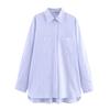 Camisa a Cuadros Estilo Europeo y Americano con Cuello de Muñeca para Mujer Primavera 2025 Diseño Francés Camisa de Bolsillo Rayada