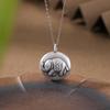 Joyería Yuebao Plata Pura S999 Vintage Envejecido Elefante Auspicioso Mate Colgante Redondo Versátil Personalizado Colgante de Elefante de la Suerte