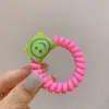 Cordón para Teléfono de Color Caramelo Nuevo Simple Coreano Banda para el Cabello Color Fluorescente Cara Sonriente Etiqueta de Tela Cuerda para el Cabello No Daña el Cabello Cuerda para la Cabeza Accesorios para el Cabello