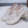 Sapatos de pano femininos Old Beijing, primavera e verão, novos, respiráveis, de malha, gaze, sapatos preguiçosos, leves e confortáveis, ocos, para todos os tipos de pescador