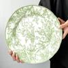 Serie Lirio del Valle Verde Esmeralda Juego de Platos de Cerámica para Comida Occidental Plato para Pasteles de Gama Alta Plato Francés
