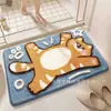 Tapete de banheiro imitação de caxemira cartoon, capacho absorvente de água e antiderrapante, tapete fofo para entrada de casa, capacho resistente à sujeira