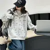 Ropa de otoño para niñas coreanas, chaqueta con estampado de dibujos animados, nuevo estilo, sudadera con capucha de encaje de moda, cárdigan, chaqueta de béisbol, moderna