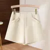 Pantalones cortos de lana para mujer otoño invierno 2026 nuevo estilo ropa exterior engrosada petite cintura alta bootcut pantalones de lana casual de pierna ancha
