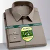 2024 Primavera Masculina Elástica Negócios Não Engomar Artesanato Camisa de Manga Comprida Casual Camisa de Seda de Cor Sólida