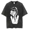 Camiseta Ácida Oversize para Hombres Mujeres Thriller Gráficos de Cómics Camiseta