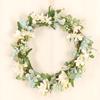 Corona de ciruelo de cinco orejas con flores artificiales Hongyu, color azul pálido, hecha a mano, para colgar en la pared, anillo para puerta, venta al por mayor en Amazon