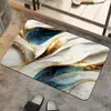 Alfombra de Piso de Franela Impresa Moderna con Textura Fluida de Ágata Chapada en Oro de Tono Azul de Lujo Ligero Transfronteriza Decoración de Alfombra para el Hogar