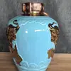 Altar de Vinho de Cerâmica Jingdezhen 5kg Relevo Ssangyong Garrafa de Vinho Banhada a Ouro Alto Valor de Cor Alta Qualidade Embalagem em Caixa de Presente Presente de Festival de Primavera