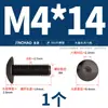 Tornillos de Cabeza Hexagonal Grande de Acero Inoxidable 304 Negros, Tornillos de Cabeza Plana Grande, Pernos de Cabeza Redonda Tipo Champiñón M2-M8