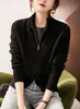 Cárdigan de punto con cremallera y cuello alto para mujer, estilo coreano, suelto, adelgazante, chaqueta suéter, venta al por mayor, en stock