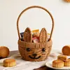 Cesta de coelho de rattan sintético para decoração de fotografia ao ar livre, cesta tecida à mão, cesta de armazenamento para piquenique, cesta para colheita de frutas