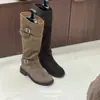 Botas Vaqueras Western Cuadradas Retro con Tacón Grueso para Mujer Estilo Nuevo Patchwork Fruncidas Botas de Caballero 2026
