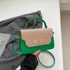 Bolso de Mano de Moda Tendencia, Bolso de Hombro de Moda Tendencia, Textura de PU, Bolso de Mujer con Empalme Estilo Occidental, Bolso Pequeño Cuadrado Cruzado de Color Contrastante