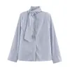 Camisa a rayas con hebilla, acolchado en los hombros, suelta y casual para mujer, nueva de primavera 2026, transfronteriza de AliExpress 4764033