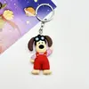 Pingente de chaveiro de cachorro chefe de desenho animado, pingente de chaveiro de casal de cachorrinho de cola flexível tridimensional, presente de atividade