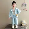 Conjunto de Sudadera con Capucha y Encaje Estilo Coreano para Niñas Primavera Otoño 2026 Nuevo Moda Infantil Conjunto Elegante de Dos Piezas para Niña Pequeña
