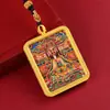 Colar Pingente Thangka de Xizang Semi-Pintado à Mão com Pintura Dourada dos Cinco Budas, Tara Verde, Deus Amarelo da Riqueza e os Doze Animais do Zodíaco