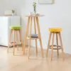 Mesa de Bar Doméstica Mesa Redonda Pequena Cadeira Simples para Varanda Café Banqueta Alta Combinação Pernas de Madeira Maciça Nórdico Loja de Chá com Leite