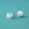 Plata Esterlina S925 Lujo Accesible Zircón Perforado Cuentas de Barril Cuentas Espaciadoras Cuentas Sueltas DIY Jade Perla Pulsera Pulsera Accesorios con Cuentas