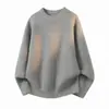 Suéter de Punto para Hombre 2026 Nuevo Otoño Marca de Tendencia Retro Japonés Color Sólido Texturizado Peso Pesado Cuello Redondo