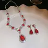 Set de Collar y Pendientes Flor de Diamante Vintage de Segunda Mano Lujo Accesible Cadena Alta para Clavícula Collar Estilo Palacio para Mujer