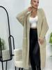 Cárdigan Abrigo de Punto Blanco Imitación Mink Transfronterizo para Mujer, Otoño e Invierno, Largo, Holgado, Esponjoso