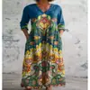 2026 Nuevo Estilo Europeo y Americano de Comercio Exterior Transfronterizo Vestido Casual de Verano Holgado con Cuello en V y Mangas Largas Impreso en 3D para Mujer