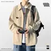 Camisa de Manga Larga para Hombre, Otoño e Invierno Nueva Holgada de Pana Estilo Hong Kong Ins Estilo Japonés Estudiante Chaqueta Camisa Forrada de Polar para Hombre