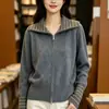Novo cardigã de tricô listrado color-block de manga longa outono/inverno, um suéter de outer wear casual e de caimento solto para exportação para o Japão e Coreia do Sul