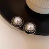 Aretes de Aro Coreanos Retro de Plata s925 con Gota de Aceite y Perla, Nicho de Lujo Ligero, Elegantes y Sofisticados para Mujer