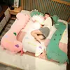 Almohada Larga de Dinosaurio Unicornio Linda para Niñas para Dormir en la Cama con las Piernas Dobladas Juguete de Peluche Muñeca de Tela Desmontable y Lavable