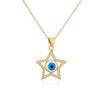 Aogu suprimento transfronteiriço banhado a cobre ouro 18K amor estrela de cinco pontas Olho de Hórus pingente colar cravejado joia de zircônia