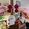 Novo Prendedor Pequeno de Garra com Franjas de Cereja Rosa para Cabelo Feminino, Meio Preso, Acessório de Cabelo de Flocking da Moda, Versátil