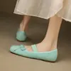 Zapatos de Piel de Oveja para Mujer Estilo Nuevo, Zapatos Individuales Casuales de Color Sólido, Punta Cuadrada, Suela de Tendón de Vaca Antideslizante, Tacón Bajo, Tallas Grandes, Zapatos para Todas las Estaciones